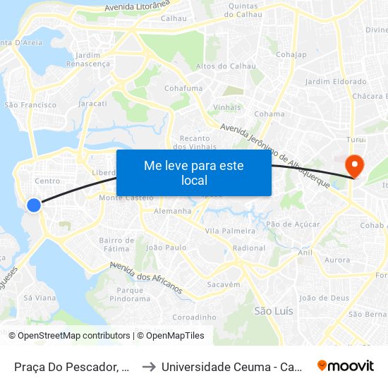 Praça Do Pescador, Desterro to Universidade Ceuma - Campus Turu map