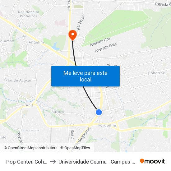 Pop Center, Cohab to Universidade Ceuma - Campus Turu map