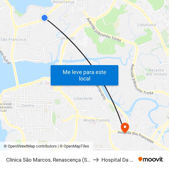 Clínica São Marcos, Renascença (Sentido Bairro) to Hospital Da Criança map