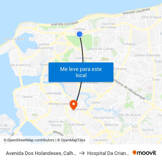 Avenida Dos Holandeses, Calhau to Hospital Da Criança map