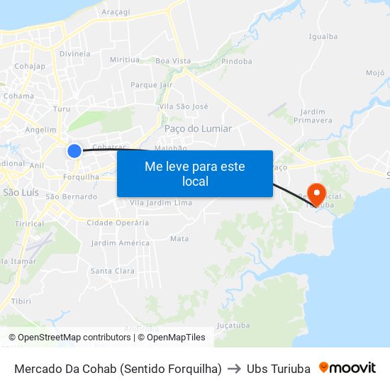 Mercado Da Cohab (Sentido Forquilha) to Ubs Turiuba map