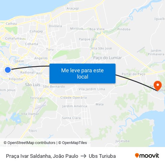 Praça Ivar Saldanha, João Paulo to Ubs Turiuba map