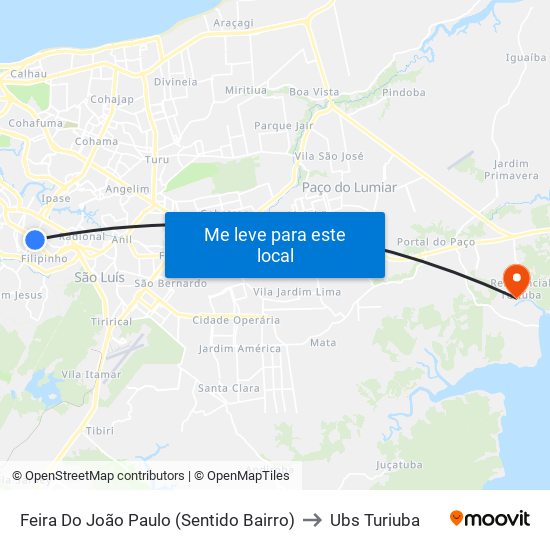 Feira Do João Paulo (Sentido Bairro) to Ubs Turiuba map