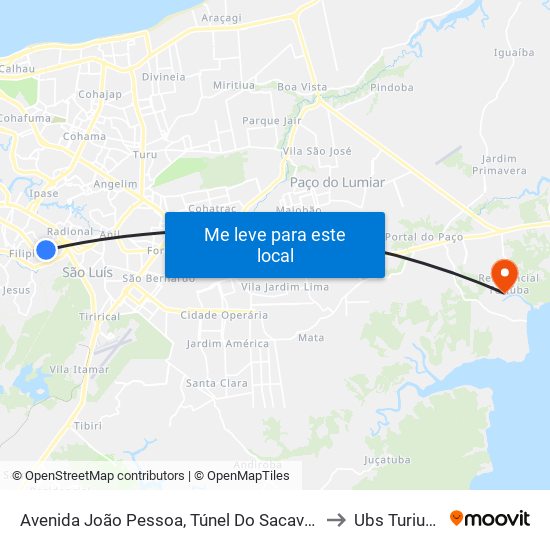 Avenida João Pessoa, Túnel Do Sacavém to Ubs Turiuba map