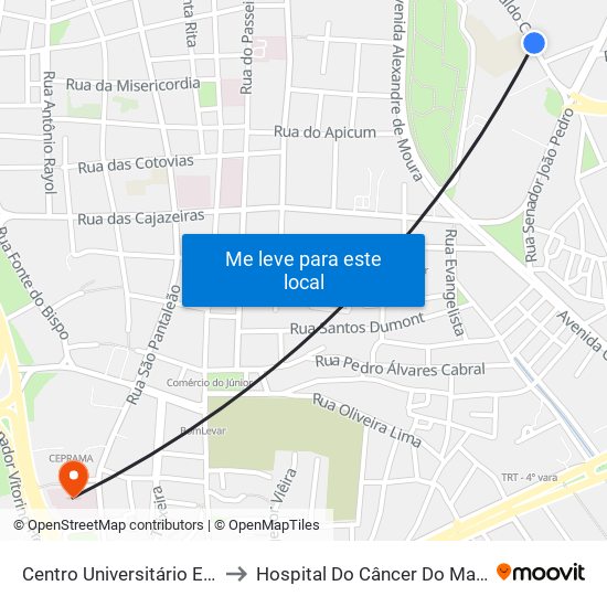 Centro Universitário Estácio to Hospital Do Câncer Do Maranhão map