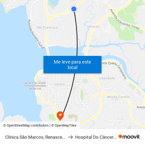 Clínica São Marcos, Renascença (Sentido Bairro) to Hospital Do Câncer Do Maranhão map