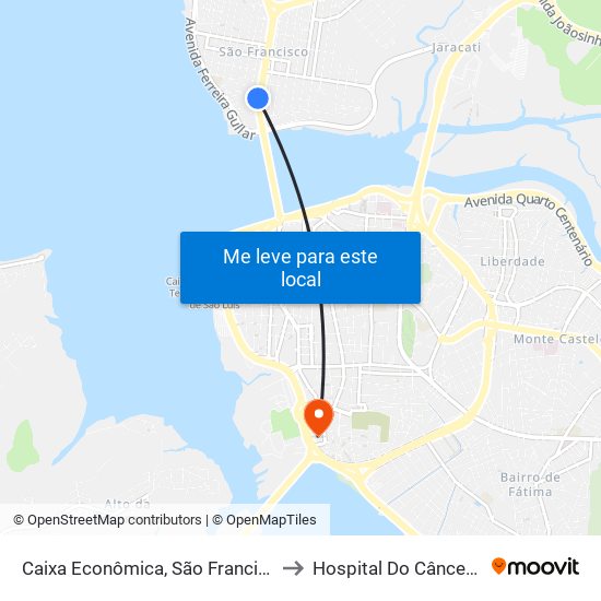 Caixa Econômica, São Francisco (Sentido Centro) to Hospital Do Câncer Do Maranhão map
