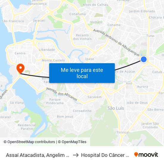 Assaí Atacadista, Angelim (Sentido Bairro) to Hospital Do Câncer Do Maranhão map