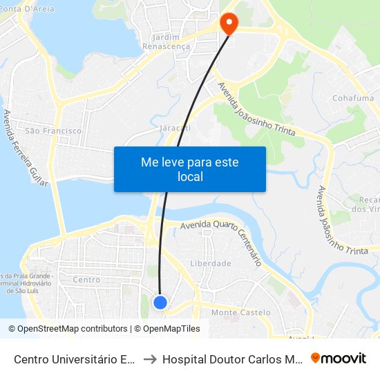 Centro Universitário Estácio to Hospital Doutor Carlos Macieira map