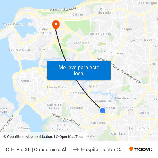 C. E. Pio XII | Condomínio Alto Dos Franceses to Hospital Doutor Carlos Macieira map