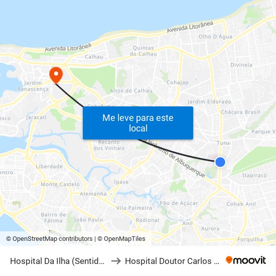 Hospital Da Ilha (Sentido Bairro) to Hospital Doutor Carlos Macieira map