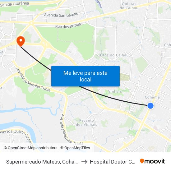 Supermercado Mateus, Cohama (Sentido Centro) to Hospital Doutor Carlos Macieira map