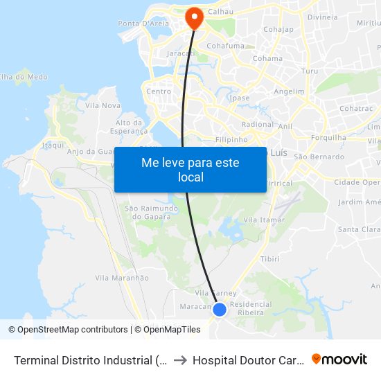 Terminal Distrito Industrial (Sentido Centro) to Hospital Doutor Carlos Macieira map