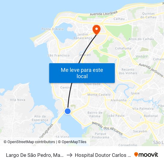 Largo De São Pedro, Madre Deus to Hospital Doutor Carlos Macieira map