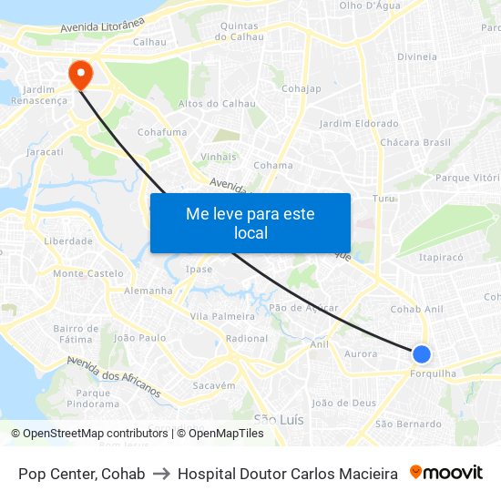 Pop Center, Cohab to Hospital Doutor Carlos Macieira map