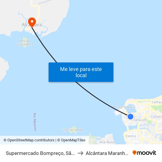 Supermercado Bompreço, São Francisco to Alcântara Maranhão Brazil map