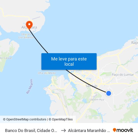 Banco Do Brasil, Cidade Operária to Alcântara Maranhão Brazil map