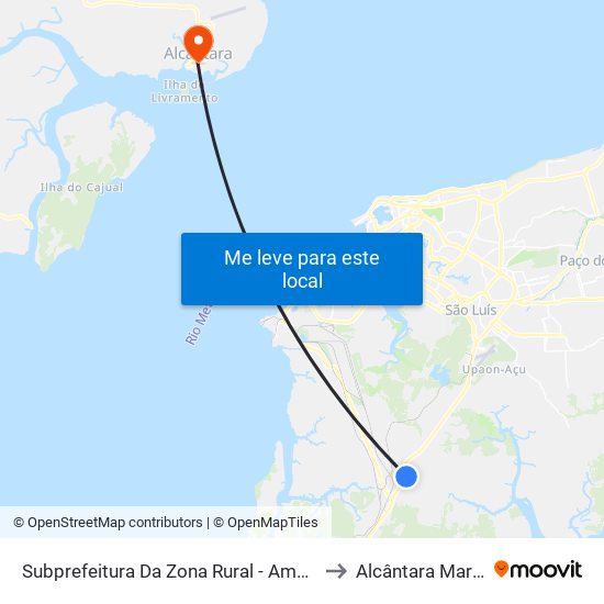 Subprefeitura Da Zona Rural - Amarelinho (Sentido Terminal) to Alcântara Maranhão Brazil map