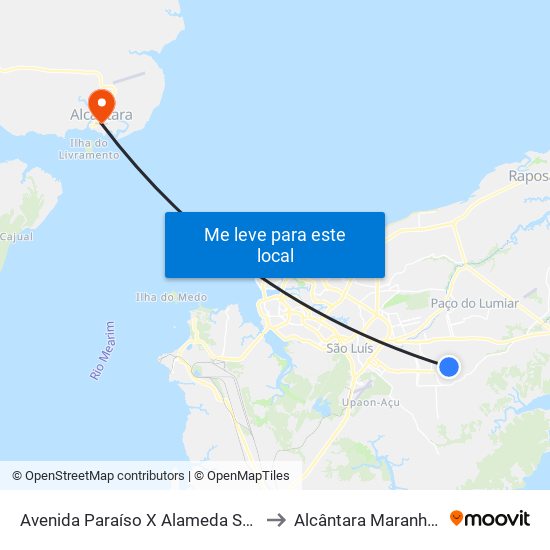 Avenida Paraíso X Alameda São Francisco to Alcântara Maranhão Brazil map