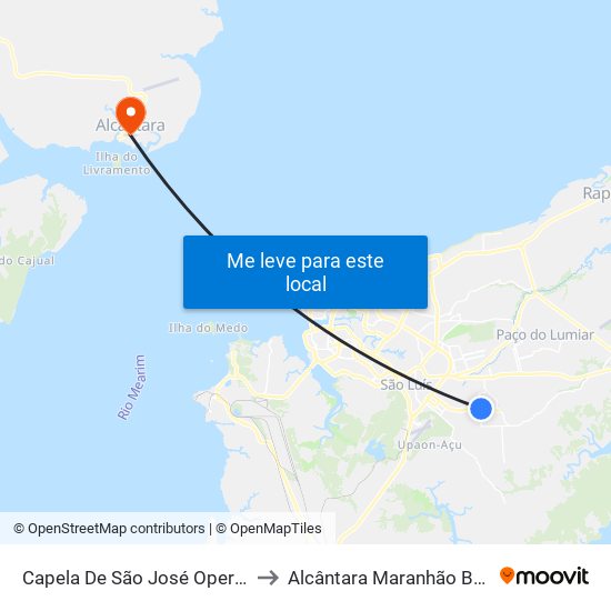 Capela De São José Operário to Alcântara Maranhão Brazil map