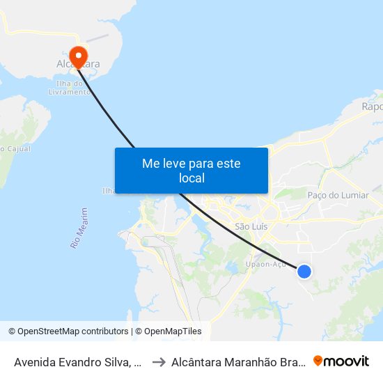 Avenida Evandro Silva, 35 to Alcântara Maranhão Brazil map