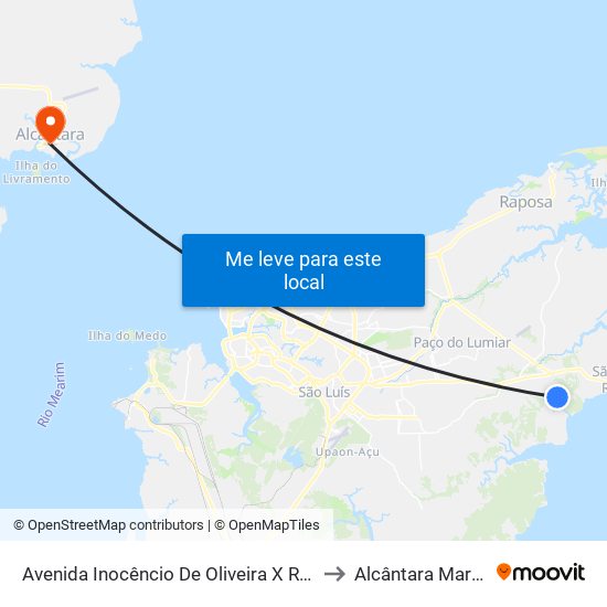 Avenida Inocêncio De Oliveira X Rua José Eduardo (Volta) to Alcântara Maranhão Brazil map