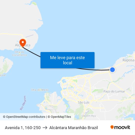 Avenida 1, 160-250 to Alcântara Maranhão Brazil map