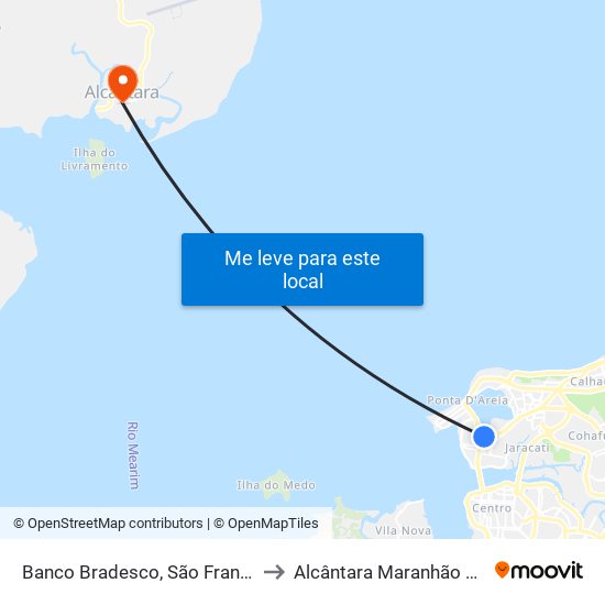 Banco Bradesco, São Francisco to Alcântara Maranhão Brazil map