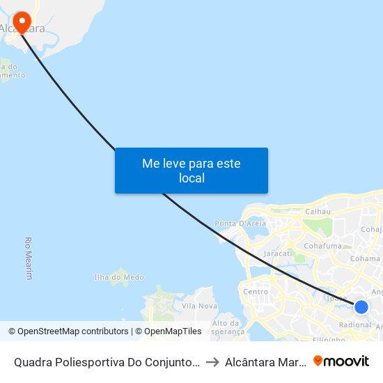 Quadra Poliesportiva Do Conjunto Rio Anil (Sentido Centro) to Alcântara Maranhão Brazil map