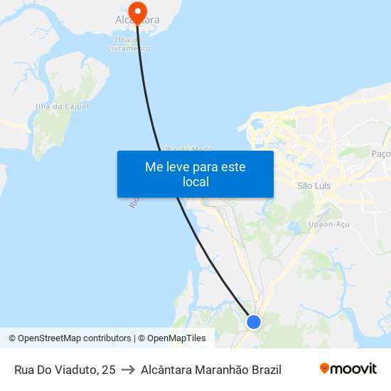 Rua Do Viaduto, 25 to Alcântara Maranhão Brazil map