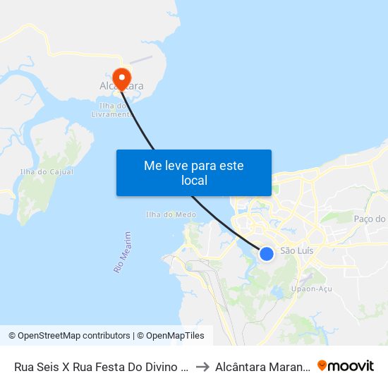 Rua Seis X Rua Festa Do Divino (Sentido Centro) to Alcântara Maranhão Brazil map
