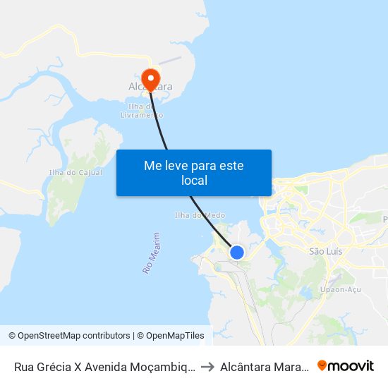 Rua Grécia X Avenida Moçambique (Sentido Centro) to Alcântara Maranhão Brazil map