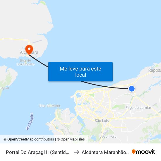 Portal Do Araçagi II (Sentido Bairro) to Alcântara Maranhão Brazil map