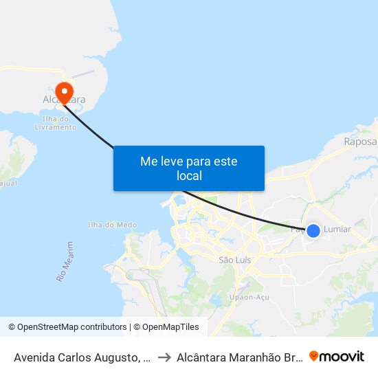 Avenida Carlos Augusto, 20a to Alcântara Maranhão Brazil map
