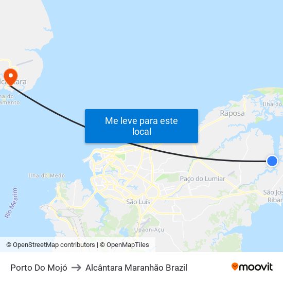 Porto Do Mojó to Alcântara Maranhão Brazil map