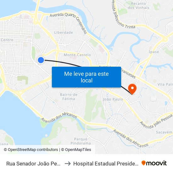 Rua Senador João Pedro, Fabril to Hospital Estadual Presidente Vargas map