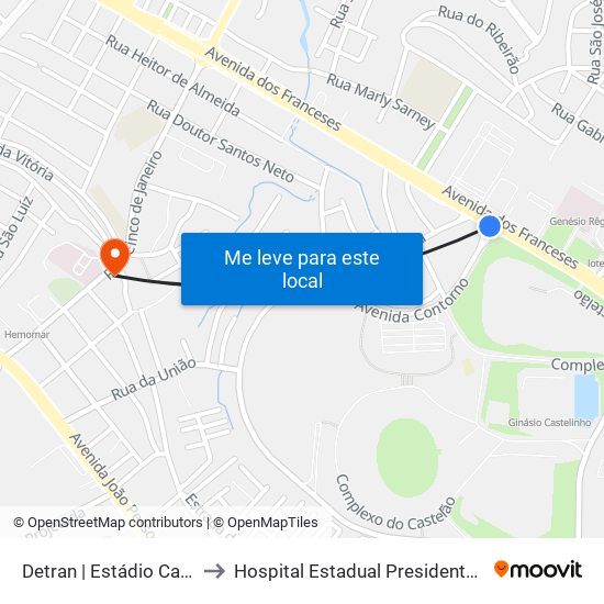 Detran | Estádio Castelão to Hospital Estadual Presidente Vargas map