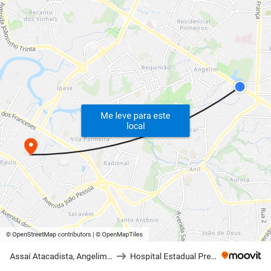 Assaí Atacadista, Angelim (Sentido Centro) to Hospital Estadual Presidente Vargas map