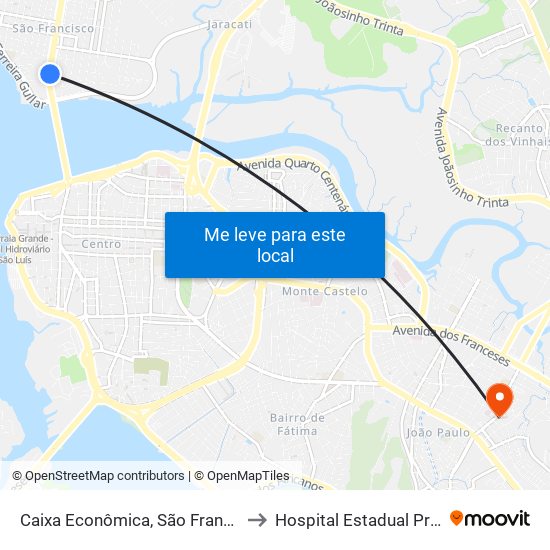 Caixa Econômica, São Francisco (Sentido Bairro) to Hospital Estadual Presidente Vargas map