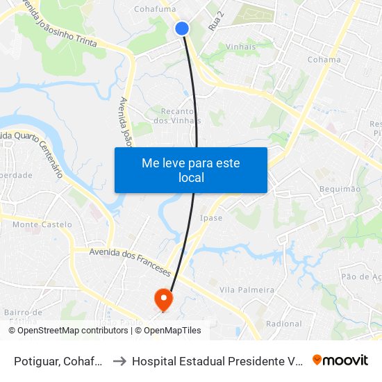 Potiguar, Cohafuma to Hospital Estadual Presidente Vargas map