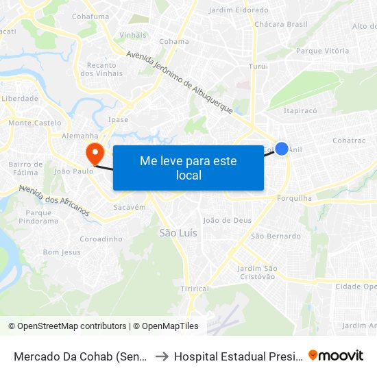 Mercado Da Cohab (Sentido Forquilha) to Hospital Estadual Presidente Vargas map