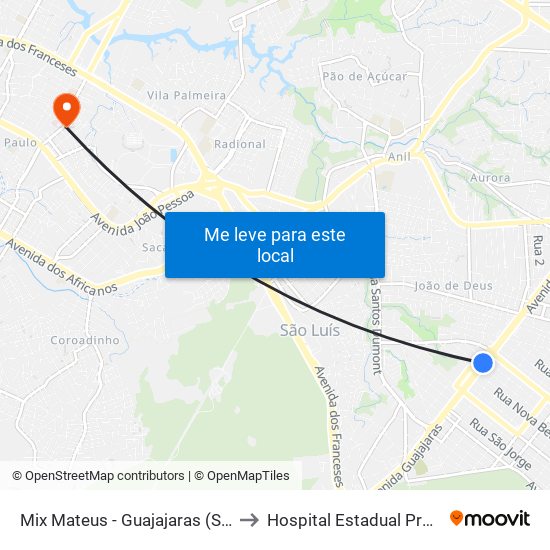 Mix Mateus - Guajajaras (Sentido Aeroporto) to Hospital Estadual Presidente Vargas map