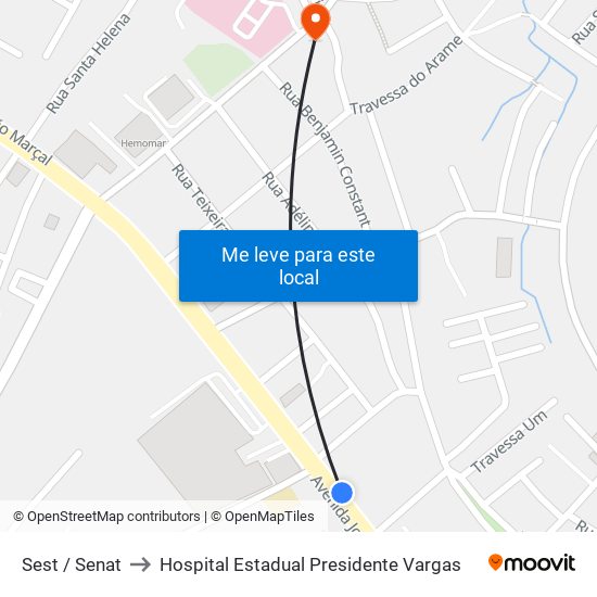 Sest / Senat to Hospital Estadual Presidente Vargas map