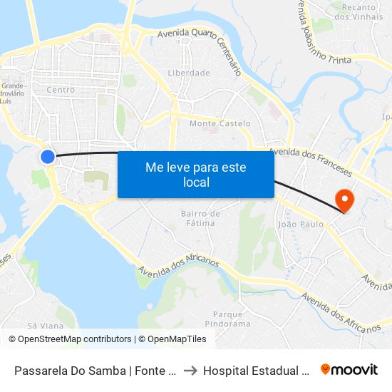 Passarela Do Samba | Fonte Do Bispo (Sentido Bairro) to Hospital Estadual Presidente Vargas map