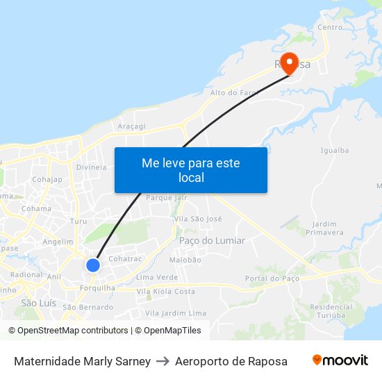 Maternidade Marly Sarney to Aeroporto de Raposa map