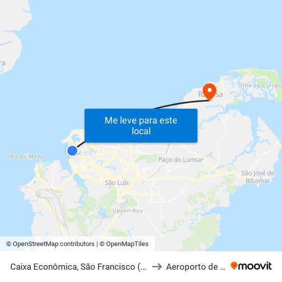 Caixa Econômica, São Francisco (Sentido Bairro) to Aeroporto de Raposa map