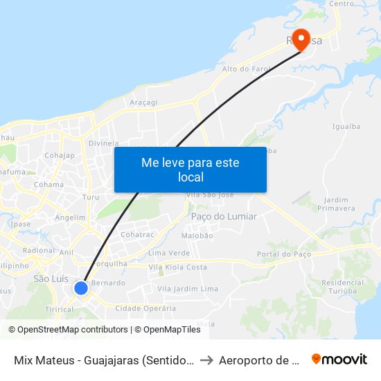 Mix Mateus - Guajajaras (Sentido Aeroporto) to Aeroporto de Raposa map