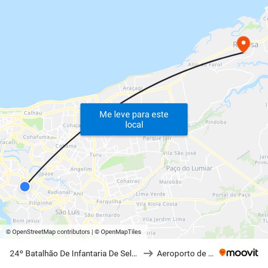 24º Batalhão De Infantaria De Selva, João Paulo to Aeroporto de Raposa map