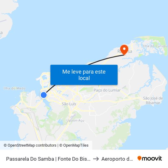 Passarela Do Samba | Fonte Do Bispo (Sentido Bairro) to Aeroporto de Raposa map