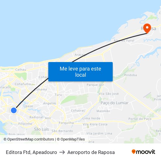 Editora Ftd, Apeadouro to Aeroporto de Raposa map